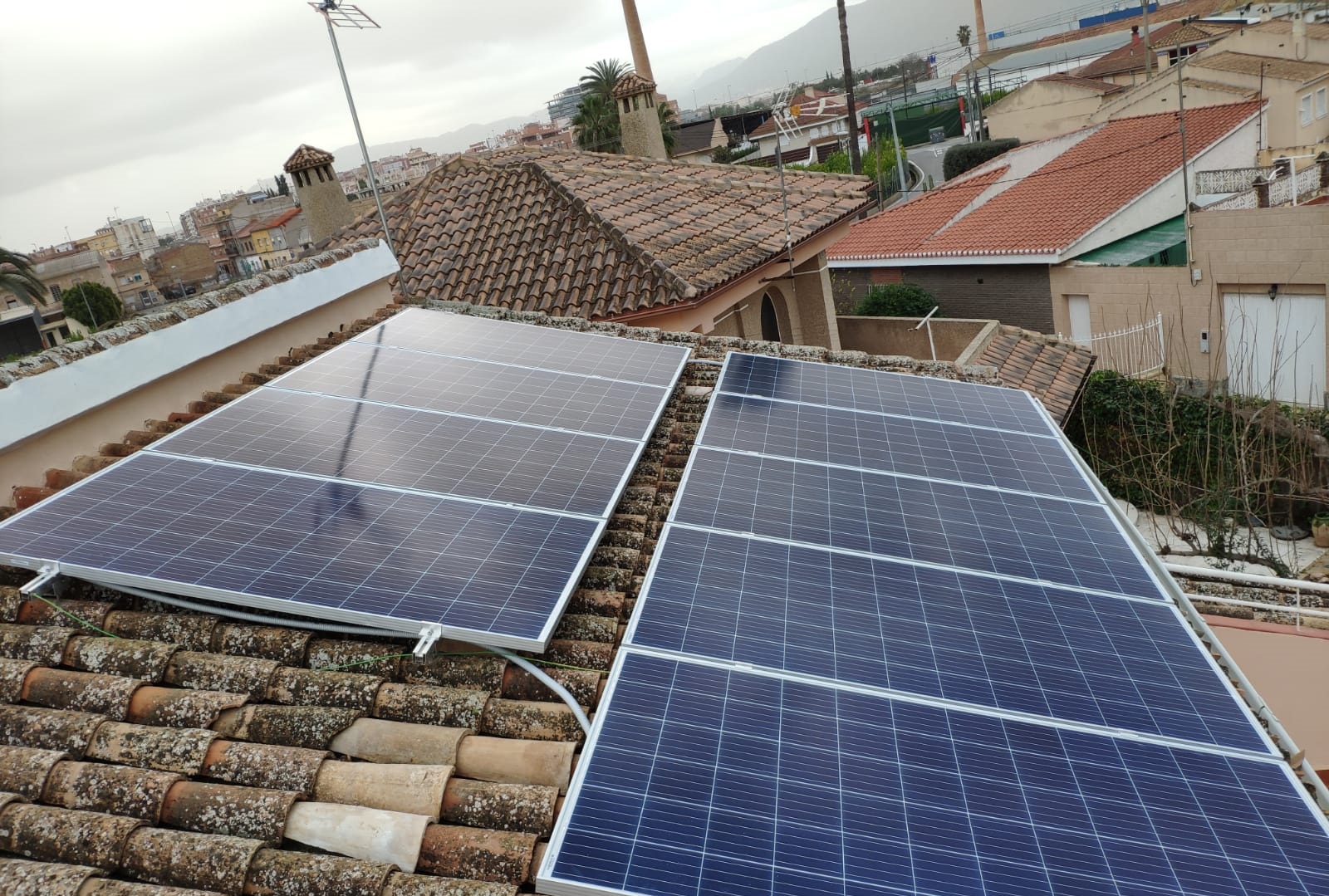 Solar panel installation on an American rooftop
